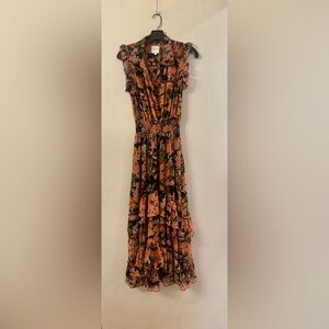 Misa Los Angeles Floral Maxi Dress in Pink and Black